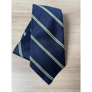 Land's End Blue and Green Striped Classic Design 100% Silk Designer Tie